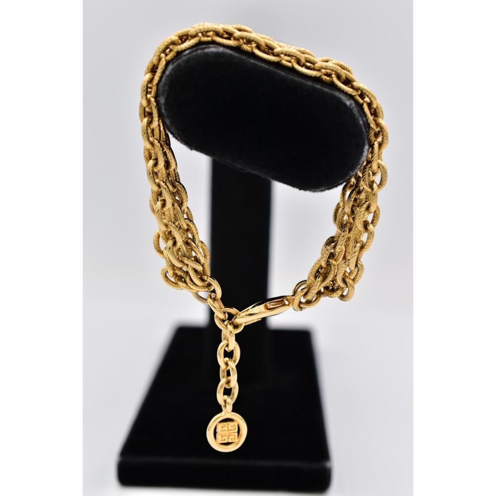 Givenchy Vintage Multi-Chain Bracelet Gold Textured Link Signed 1980s Bin2 - Picture 4 of 12